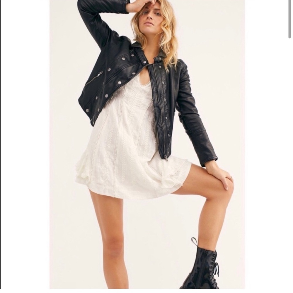 Free people leather jacket with hood
